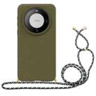 For Huawei Mate 60 Wheat Straw Material + TPU Phone Case with Lanyard(Army Green) - 1