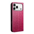 For iPhone 17 Pro Max QIALINO Little Crocodile Texture Genuine Leather Phone Case(Rose Red) - 2