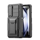 For Samsung Galaxy Z Fold5 Integrated Full Coverage Phone Case with Holder / Card Slot(Black) - 1