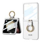 For Samsung Galaxy Z Flip5 GKK Integrated Ultra-thin PC Ring Holder Phone Case(White) - 1