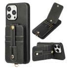 For iPhone 15 Pro Max 02 RFID Card Bag Cowhide Texture PU Phone Case(Black) - 1