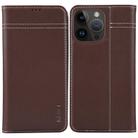 For iPhone 15 Pro Max GEBEI Top-grain Horizontal Flip Leather Phone Case(Brown) - 1