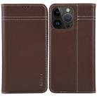 For iPhone 15 Pro GEBEI Top-grain Horizontal Flip Leather Phone Case(Brown) - 1