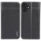 For iPhone 16 GEBEI Top-grain Horizontal Flip Leather Phone Case(Black) - 1