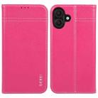 For iPhone 16 GEBEI Top-grain Horizontal Flip Leather Phone Case(Rose Red) - 1