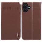 For iPhone 16 GEBEI Top-grain Horizontal Flip Leather Phone Case(Brown) - 1