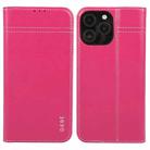 For iPhone 16 Pro GEBEI Top-grain Horizontal Flip Leather Phone Case(Rose Red) - 1