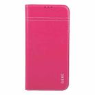 For iPhone 16 Pro GEBEI Top-grain Horizontal Flip Leather Phone Case(Rose Red) - 2