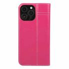 For iPhone 16 Pro GEBEI Top-grain Horizontal Flip Leather Phone Case(Rose Red) - 3