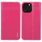 For iPhone 16 Pro Max GEBEI Top-grain Horizontal Flip Leather Phone Case(Rose Red) - 1