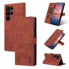 For Samsung Galaxy S24 Ultra 5G AZNS Skin Feel Calf Texture Flip Leather Phone Case(Brown) - 1