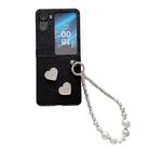 For OPPO Find N2 Flip Gradient Color Glitter Shockproof Protective Phone Case With Bead Chain(Black) - 1