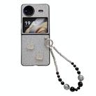 For vivo X Flip Gradient Color Glitter Shockproof Protective Phone Case With Bead Chain(Grey) - 1