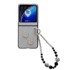 For Motorola Razr 40 Ultra Gradient Color Glitter Shockproof Protective Phone Case With Bead Chain(Grey) - 1