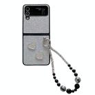 For Samsung Galaxy Z Flip4 5G Gradient Color Glitter Shockproof Protective Phone Case With Bead Chain(Grey) - 1