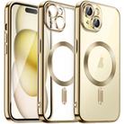 For iPhone 15 Plus Transparent Electroplated Magsafe Magnetic TPU Phone Case(Gold) - 1