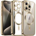 For iPhone 15 Pro Transparent Electroplated Magsafe Magnetic TPU Phone Case(Gold) - 1