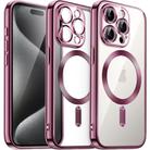 For iPhone 15 Pro Max Magsafe Magnetic Transparent Electroplated TPU Phone Case(Pink) - 1