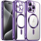 For iPhone 15 Pro Max Magsafe Magnetic Transparent Electroplated TPU Phone Case(Purple) - 1