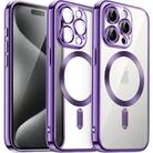 For iPhone 15 Pro Max Transparent Electroplated Magsafe Magnetic TPU Phone Case(Purple) - 1