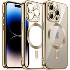 For iPhone 14 Pro Magsafe Magnetic Transparent Electroplated TPU Phone Case(Gold) - 1