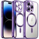 For iPhone 14 Pro Magsafe Magnetic Transparent Electroplated TPU Phone Case(Purple) - 1