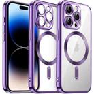 For iPhone 14 Pro Max Transparent Electroplated Magsafe Magnetic TPU Phone Case(Purple) - 1