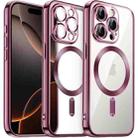 For iPhone 16 Pro Max Transparent Electroplated Magsafe Magnetic TPU Phone Case(Pink) - 1