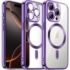 For iPhone 16 Pro Max Transparent Electroplated Magsafe Magnetic TPU Phone Case(Purple) - 1