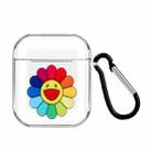 For Apple AirPods 1/2 Cartoon Pattern Transparent TPU Earphone Case with Keychain(Sun Flower) - 1