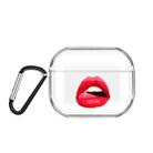 For AirPods Pro 3 Cartoon Pattern Transparent TPU Earphone Case with Keychain(Lips) - 1