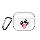 For AirPods Pro 3 Cartoon Pattern Transparent TPU Earphone Case with Keychain(Love Panda) - 1
