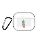 For AirPods Pro 3 Cartoon Pattern Transparent TPU Earphone Case with Keychain(Cactus) - 1