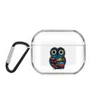 For AirPods Pro 3 Cartoon Pattern Transparent TPU Earphone Case with Keychain(Owl) - 1