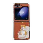 For Samsung Galaxy Z Flip5 5G Braided Texture Colored Drawing Pattern Phone Case(Brown Coffee Cat) - 1