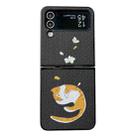 For Samsung Galaxy Z Flip4 5G Braided Texture Colored Drawing Pattern Phone Case(Black Sleeping Cat) - 1