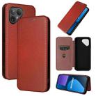 For Fairphone 5 Carbon Fiber Texture Flip Leather Phone Case(Brown) - 1