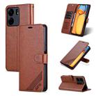 For Xiaomi Poco C65/Redmi 13C AZNS Sheepskin Texture Flip Leather Phone Case(Brown) - 1