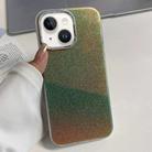 For iPhone 15 Electroplated Frame IMD Glitter Powder Phone Case(Green) - 1