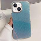 For iPhone 14 Plus Electroplated Frame IMD Glitter Powder Phone Case(Silver Blue) - 1