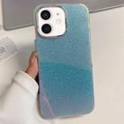 For iPhone 12 Electroplated Frame IMD Glitter Powder Phone Case(Silver Blue) - 1