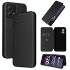 For Motorola Moto G84 5G Carbon Fiber Texture Flip Leather Phone Case(Black) - 1