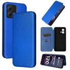 For Motorola Moto G84 5G Carbon Fiber Texture Flip Leather Phone Case(Blue) - 1