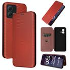 For Motorola Moto G84 5G Carbon Fiber Texture Flip Leather Phone Case(Brown) - 1