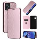 For Motorola Moto G54 5G Carbon Fiber Texture Flip Leather Phone Case(Pink) - 1