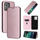 For Motorola Edge 40 Neo Carbon Fiber Texture Flip Leather Phone Case(Pink) - 1