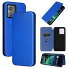 For Motorola Edge 40 Neo Carbon Fiber Texture Flip Leather Phone Case(Blue) - 1