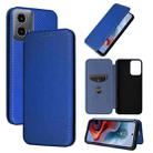 For Motorola Moto G34 5G Carbon Fiber Texture Flip Leather Phone Case(Blue) - 1