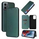 For Motorola Moto G34 5G Carbon Fiber Texture Flip Leather Phone Case(Green) - 1