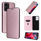 For Motorola Moto G04 / G24 Carbon Fiber Texture Flip Leather Phone Case(Pink) - 1